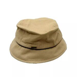 Nine West Cotton Canvas Bucket Hat Tan with Denim Trim UPF 50+